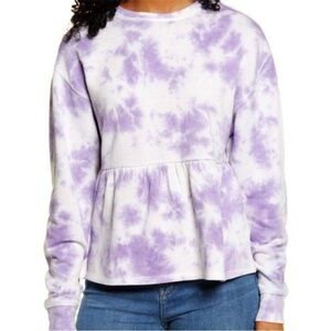Nordstrom BP Purple Orchid Tie-Dye Lightweight Babydoll Sweatshirt Top Womens XS